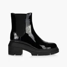 Stuart Weitzman Norah Chelsea Boots - Patent Black Ankle Boots - US 5