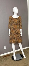 1970's Brown Paisley MOD Dress Handmade Fall Colors M/L