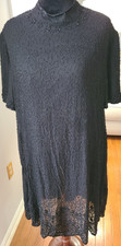 JKara Vintage Beaded Dress Silk Sz 2X Vtg Black Embellished Evening Cocktail