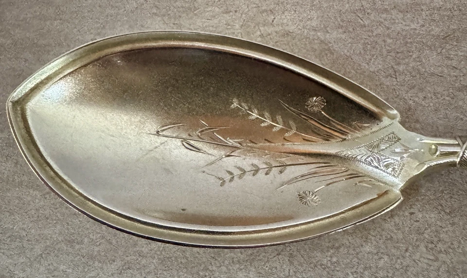 RARE STERLING WHITING AESTHETIC MOVEMENT JAPANESE BERRY SPOON C 1875 CRISP!!! - Image 3 of 4