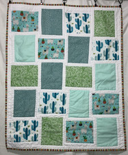 Cactus Llama Desert Baby Quilt Handmade Patchwork Blanket Gift 29x 35 NEW