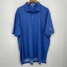 Peter Millar Summer Comfort Polo Shirt Men's Size 2XL Blue Golf Short Sleeve
