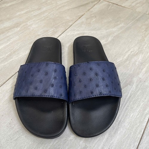 Luxury Men's Sandals Genuine Ostrich leg skin100% Handmade, Black size 8US EỤ 41 - Picture 5 of 14