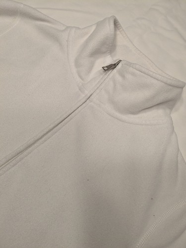 Tek Gear Women's White Fleece Winter Full Zip Jacket Size M Medium Comfy Warm