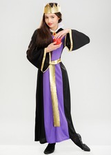 Kids Snow White Style Childrens Size Gothic Purple Evil Queen Girls Costume