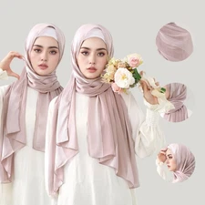 Muslim Women Long Shawl Wrap Scarves Chiffon Headband Turban Stoles Headscarf
