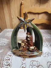  Nativity Manger Holy Family Creche Ceramic Tea Light Votive Holder  Vintage  