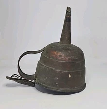 Antique Copper Funnel Strainer with Handle Spring Stopper Jelly Oil Moonshine