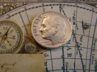 1949-P  ROOSEVELT DIME. 90% SILVER LOW MINTAGE.