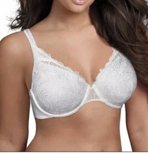 Playtex Gorgeous Lace Embroidered Underwire Support Bra White Style 7576 Sz 44D