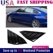 For Honda Accord 2018 2019-22 Side Vent Window Quarter Louver Cover Glossy Black