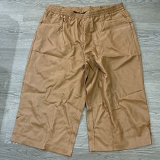 Eloquii Faux Leather Pants Women Sz 18 Cropped High Waisted Camel Tan Flare Leg