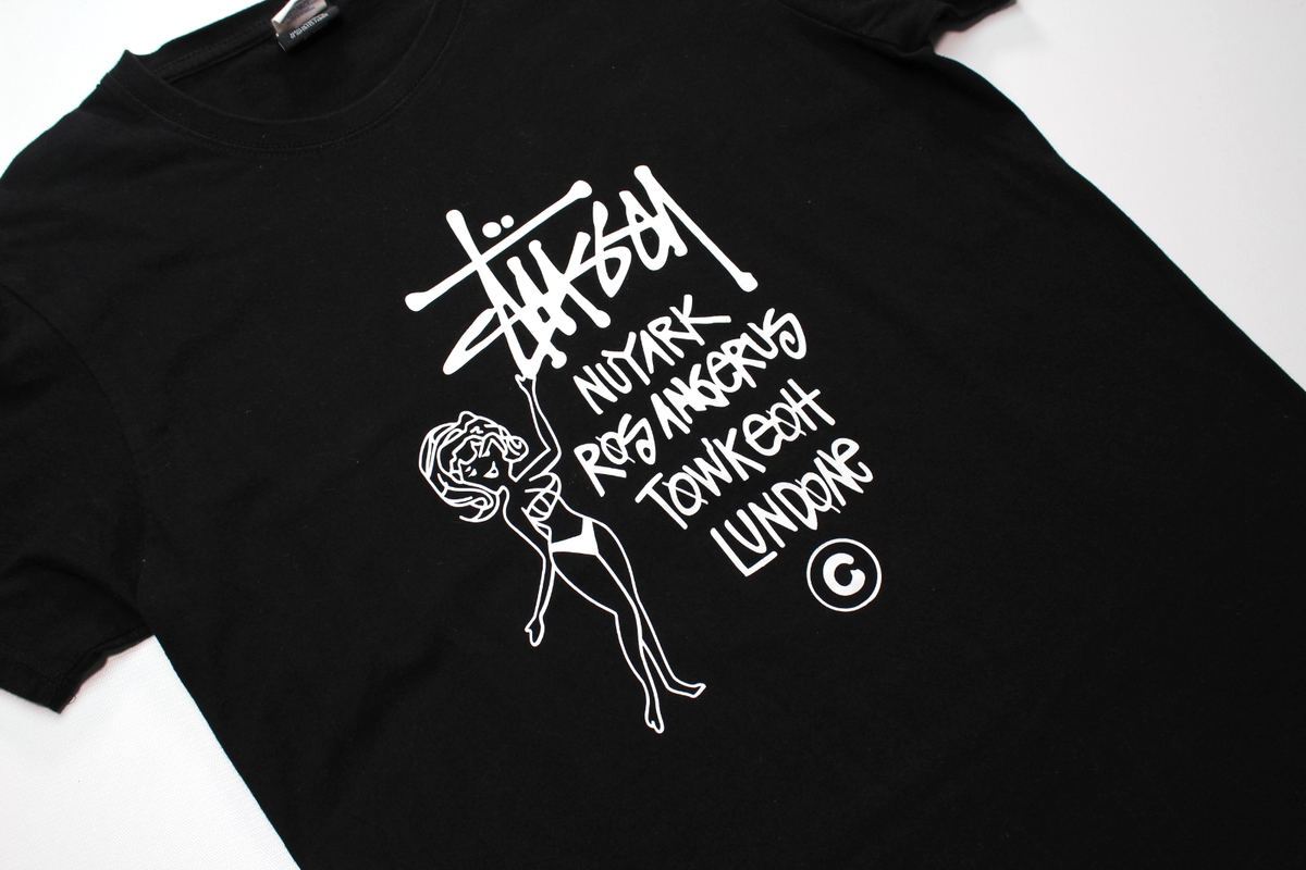 2017 STUSSY JAPAN x CHAMPION ~CITIES GIRL~ TEE XL logo/world/tour
