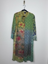 Citron Santa Monica Dress Duster Patchwork Floral Polka Dot Artsy Boho Silk