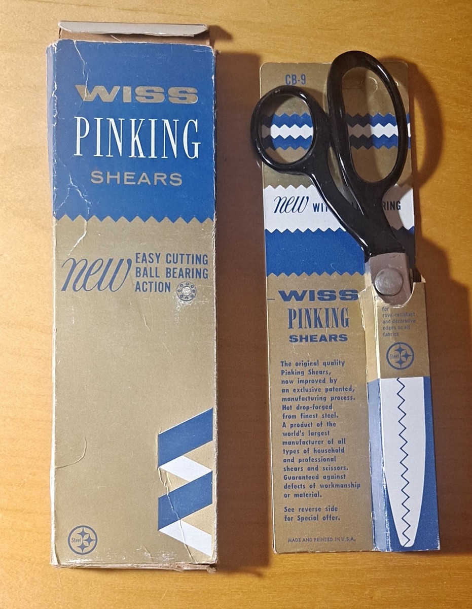 Vtg 1960s WISS CB-9 Pinking Shears/Black Handles New in Original