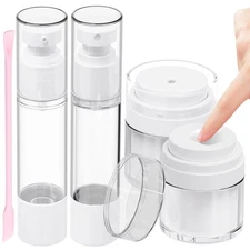 4 Pack Airless Pump Jar, 1.7 oz Pump Moisturizer Container,Travel Skincare Bo...
