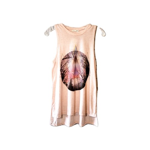 Soprano Women’s Graphic T-Shirt Pink Size S Highlow Hem Sleeveless Summer Casual - Picture 4 of 10