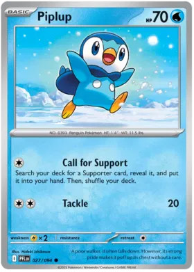 Pokemon Piplup 27 / 94 SV: Phantasmal Flames - Reverse Holo