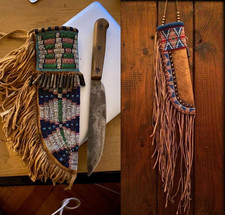Native American Sioux Handmade Knife Sheath Indian Beaded Knife Cover 2 pcs