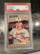 1989 FLEER #616 BILL RIPKEN BALTIMORE ORIOLES BASEBALL CARD FF ERROR PSA 9 MINT