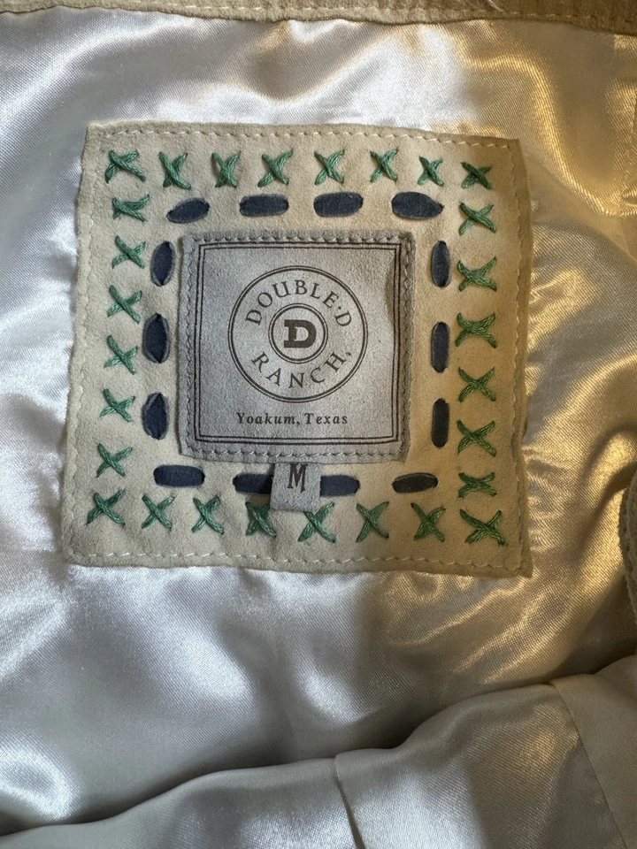 DOUBLE D RANCH Tan Suede,Leather Fringe Skirt Size M Embroidered Western Boho - Image 3 of 4