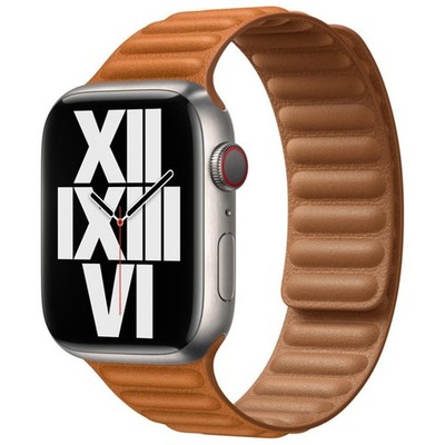 Leather Link Armband für  Apple Watch | 44/45/46/49 mm - Größe S/M - Golden Brow