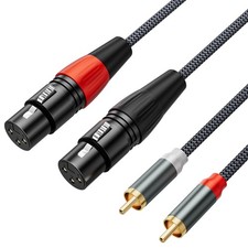 XLR to RCA Cable 10ft, Dual XLR Female to Dual RCA Male Patch Cords Hi-Fi Ste...