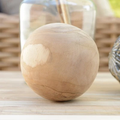 Deko Holzkugel Natur ca. 12 cm geschliffen Teakholz Echtholz massiv wohnfreuden - Bild 1 von 4
