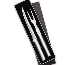 Rada Cutlery Carving Knife & Fork Set Silver Handle Gift 2-Piece Kitchen Tools