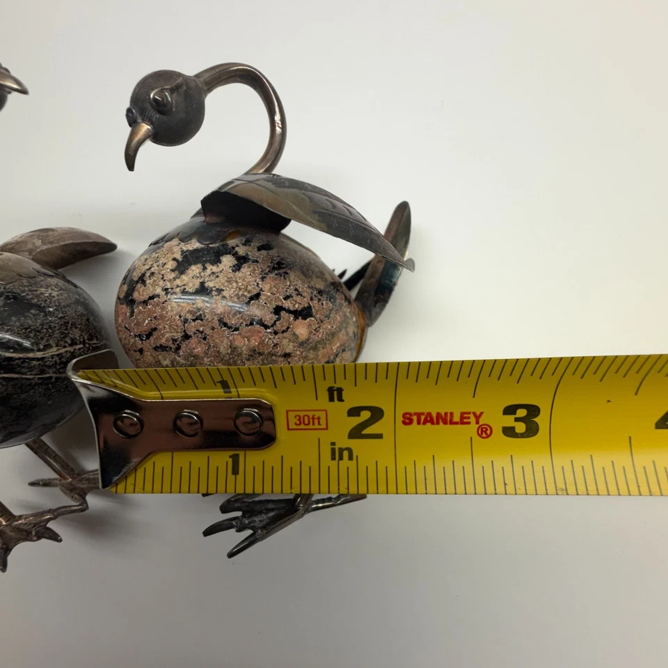 Vintage Mexican Sterling Silver & Onyx Bird Figures SIGNED Objet D'art TE-15 - Image 4 of 4