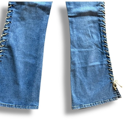 Rare Vintage Y2K Mudd Yo! Schnürjeans Low Rise Flare Bell Bottoms Hip Hugger - Bild 5 von 7