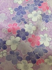 Japanese kimono silk fabric /plum blossom, pink AB23