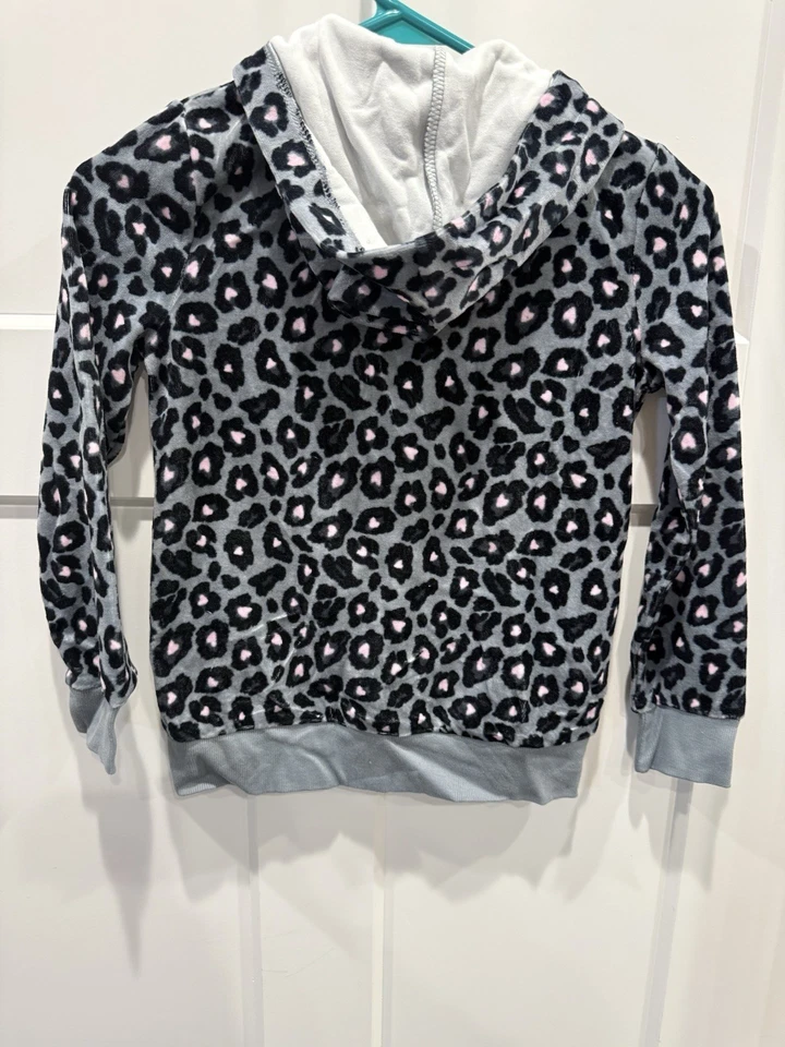 Circo девочки размер 7/8 флис молнии с капюшоном куртки, серый/розовый леопардовый принт, новый - Изображение 2 из 3