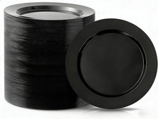 100PCS Black Plastic Dinner Plates 10inch Premium Hard Disposable Plates Party