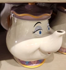 Disney Parks Beauty & The Beast Mrs.Potts Ceramic Storage Cookie Jar Teapot New