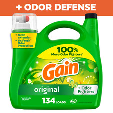 Gain Laundry Detergent Liquid with Odor Fighters, Original Scent, 194 fl oz, 134 0.13 per gallon