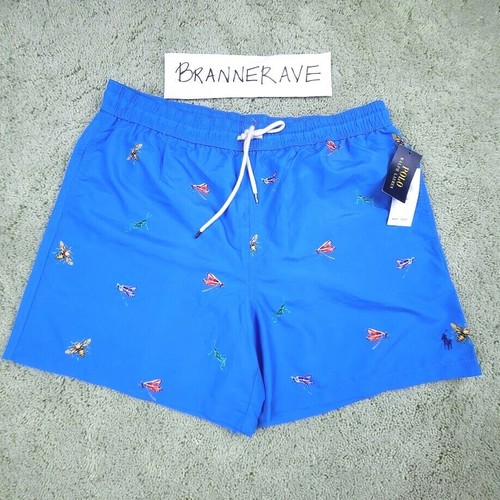 POLO Ralph Lauren Swim Pantaloni corti Uomo XXL BUG INSETTO Stampa Blu $75  | eBay