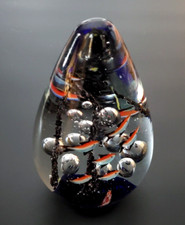 VINTAGE MURANO ART GLASS FISH EGG BUBBLE AQUARIUM PAPERWEIGHT 7"