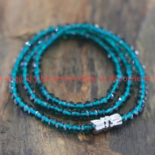 Faceted 3mm Bright Blue Spinel Crystal Round Gems Beads Necklace 18-36'' - 第 1/12 張圖片