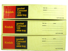 3x Kodak Pocket Carousel 120 slide trays for 110 slides, boxed, clean lot of 3