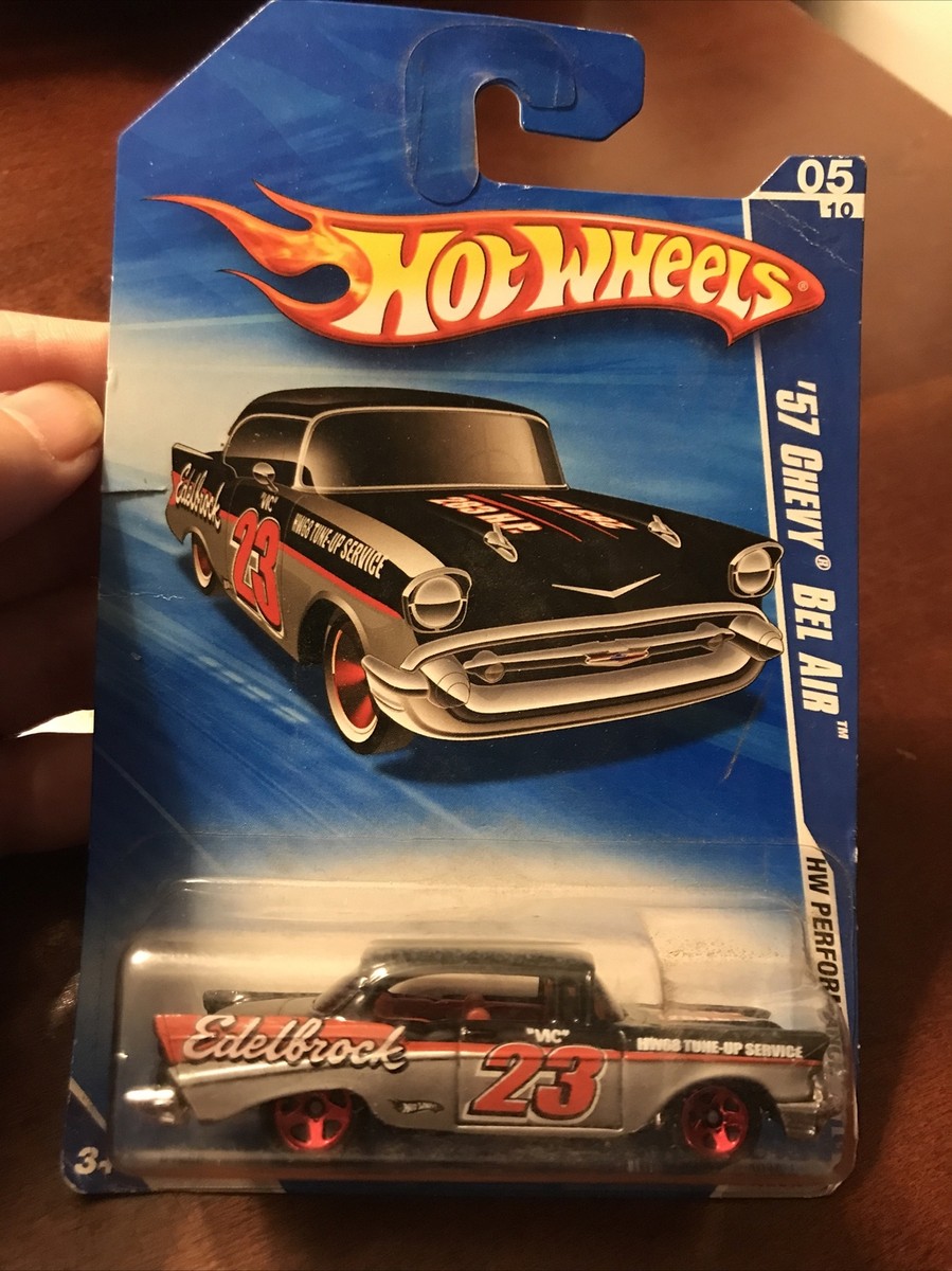 Hot Wheels '57 Chevy Bel Air HW Performance Die-Cast Car - 1:64 Scale Red/Silver (5/10 Series)