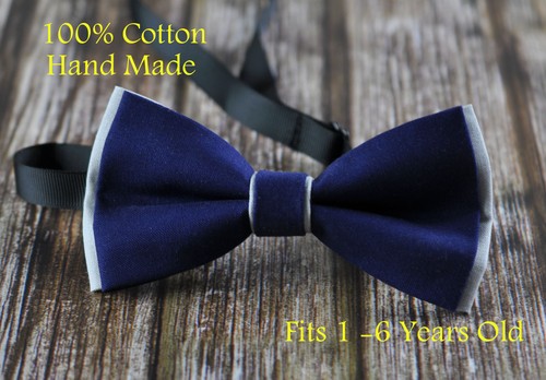Baby Boy Kids 100% Cotton 2 Layers Bow Tie Wedding Pink NAVY BLUE Yellow Grey - Picture 7 of 88