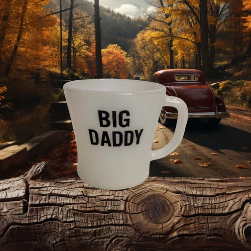 Vtg Federal White Milk Glass Coffee Mug Cup Big Daddy 