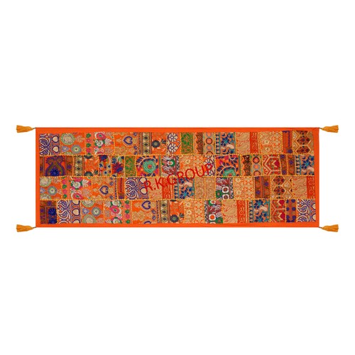 Indische Handarbeit Baumwolle Patchwork Tischläufer bestickt Esstisch Wandteppich - Bild 21 von 47