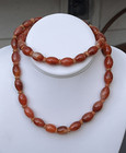 Vintage Chinese Red Agate Carnelian Necklace, Hand Knotted, 86 grams, 28" Long — photo 2