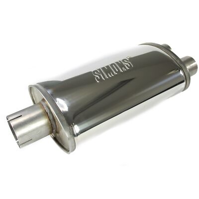 Simons Universal Edelstahl Schalldämpfer Topf Auspuff Leise Split 63mm - 2x 51mm