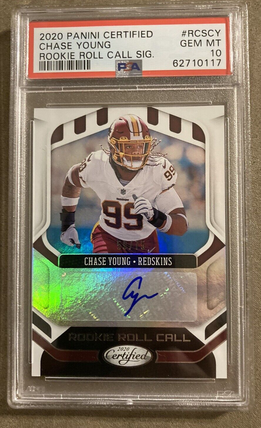 2020 Panini Certified Chase Young Rookie Auto /75 PSA 10 RC POP 1