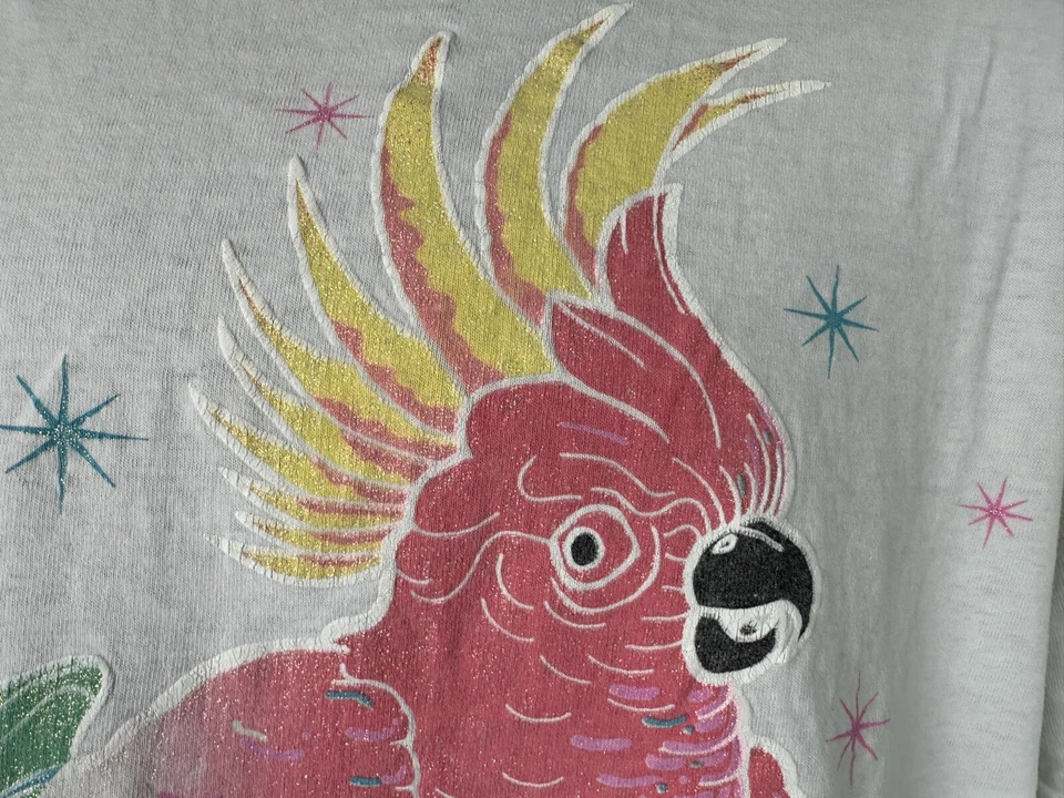 Camiseta De Colección Ocean Reef Cacatúa XL Floral Brillo Key Largo Florida Hipster Foto 3 de 4