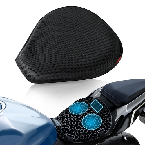 Detachable Motorcycle Gel Seat Cushion with Cover, Large 3D-Honeycomb Structu...