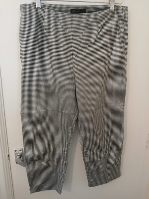 Vintage M&S seitlicher Reißverschluss Chicos Design Pedal Pusher Größe 14 karierte Hose - M7